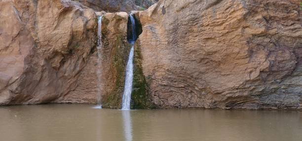 A scenic waterfall in the mountain oasis and canyon of Tamerza in Tunisia