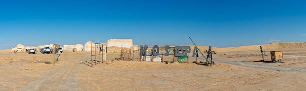 Mos Espa, Tunisia - November 13, 2024: A panorama of the Star Wars - Mos Espa shooting location in Tunisia.