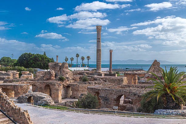 Interior to the Baths of Antoninus (Thermes d'Antonin), archaeological site. The largest Roman bath complex built in Africa, dating to the mid-2nd century AD under Emperor Antoninus Pius.